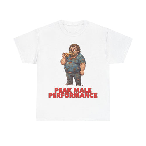Peak Male Performance T-Shirt — Funny Pizza Guy Graphic Tee