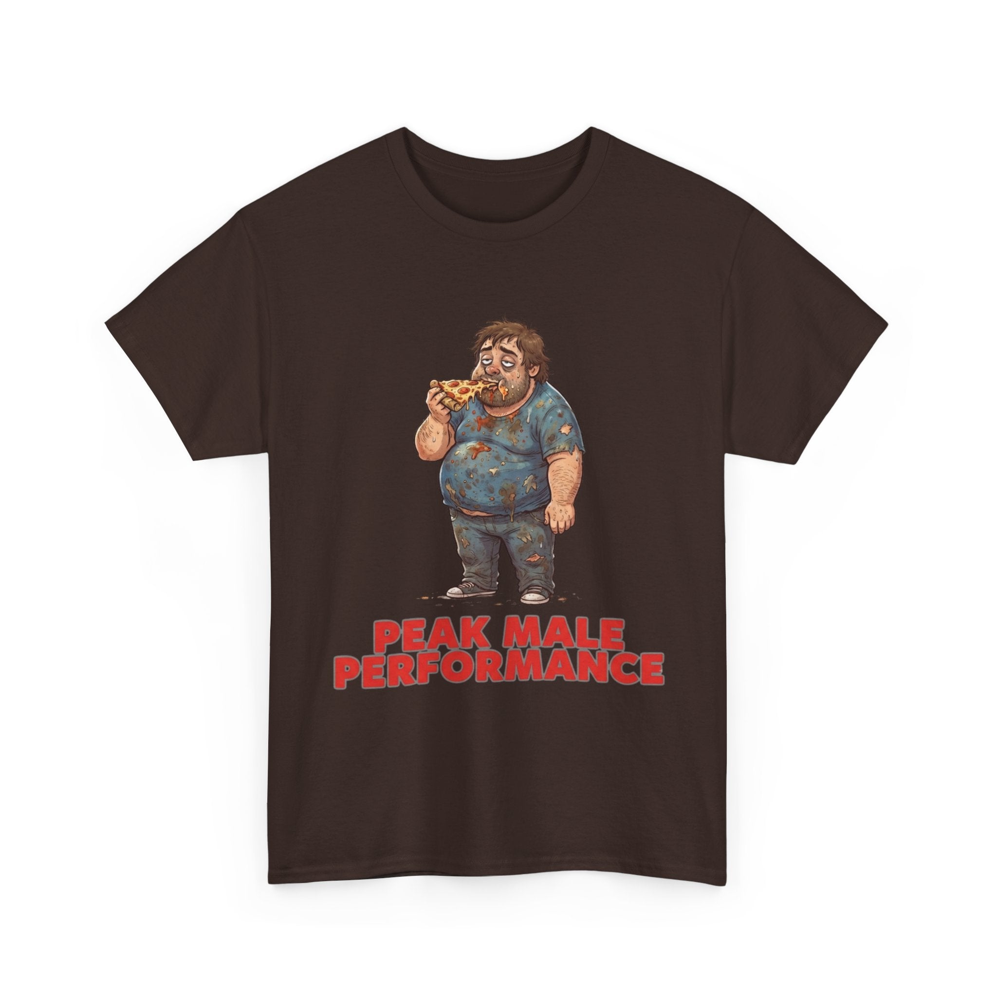 Peak Male Performance T-Shirt — Funny Pizza Guy Graphic Tee