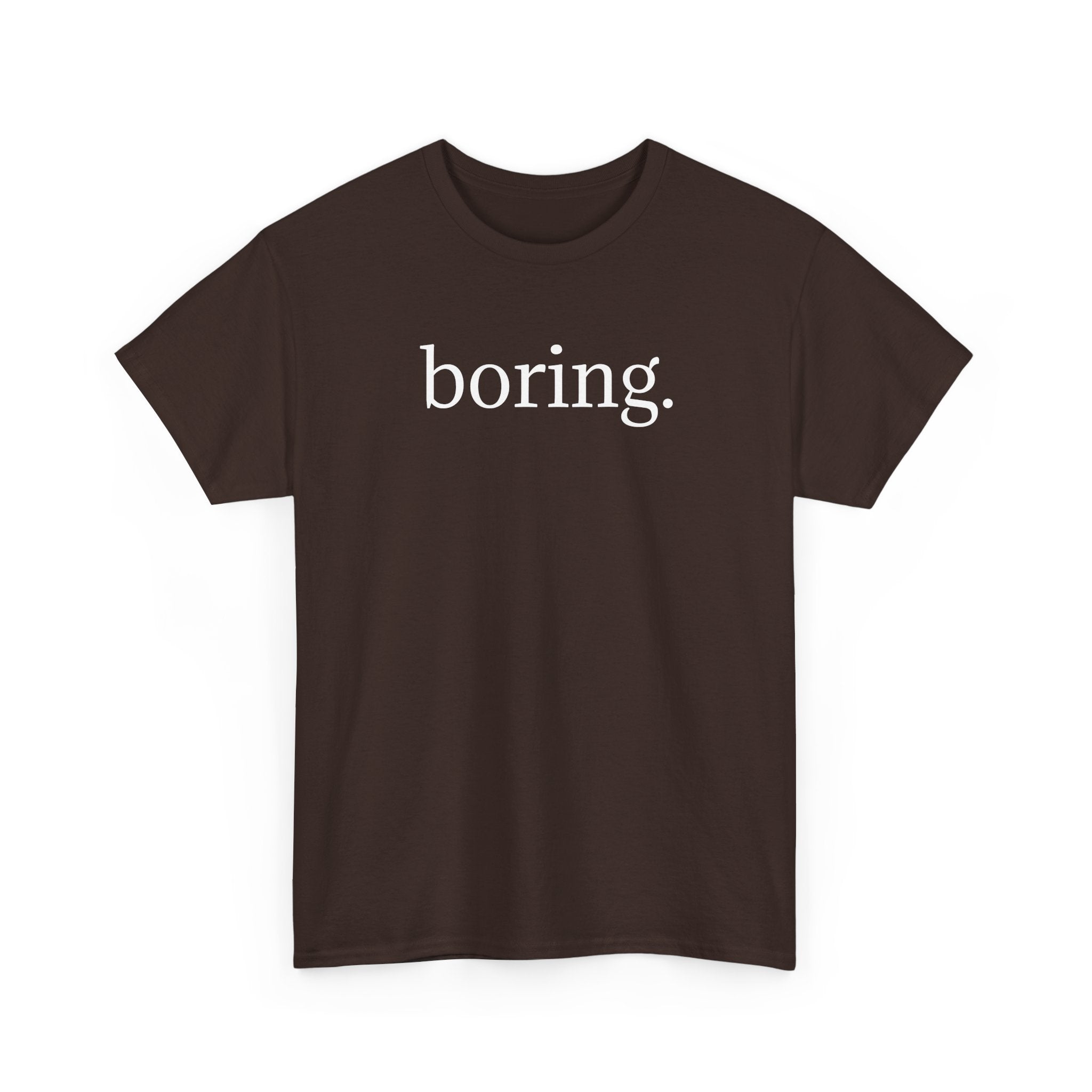 The Most Boring T-Shirt Ever Made — Minimalist Black Graphic T‑Shirt with 'boring.' Text