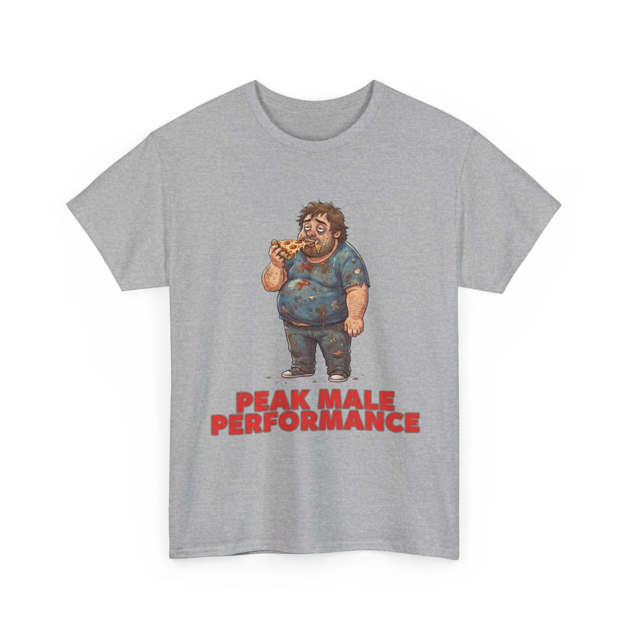 Peak Male Performance T-Shirt — Funny Pizza Guy Graphic Tee