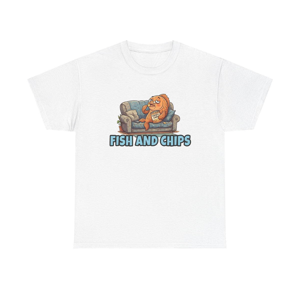 Fish and Chips Shirt — Funny Couch Potato Fish Graphic Tee