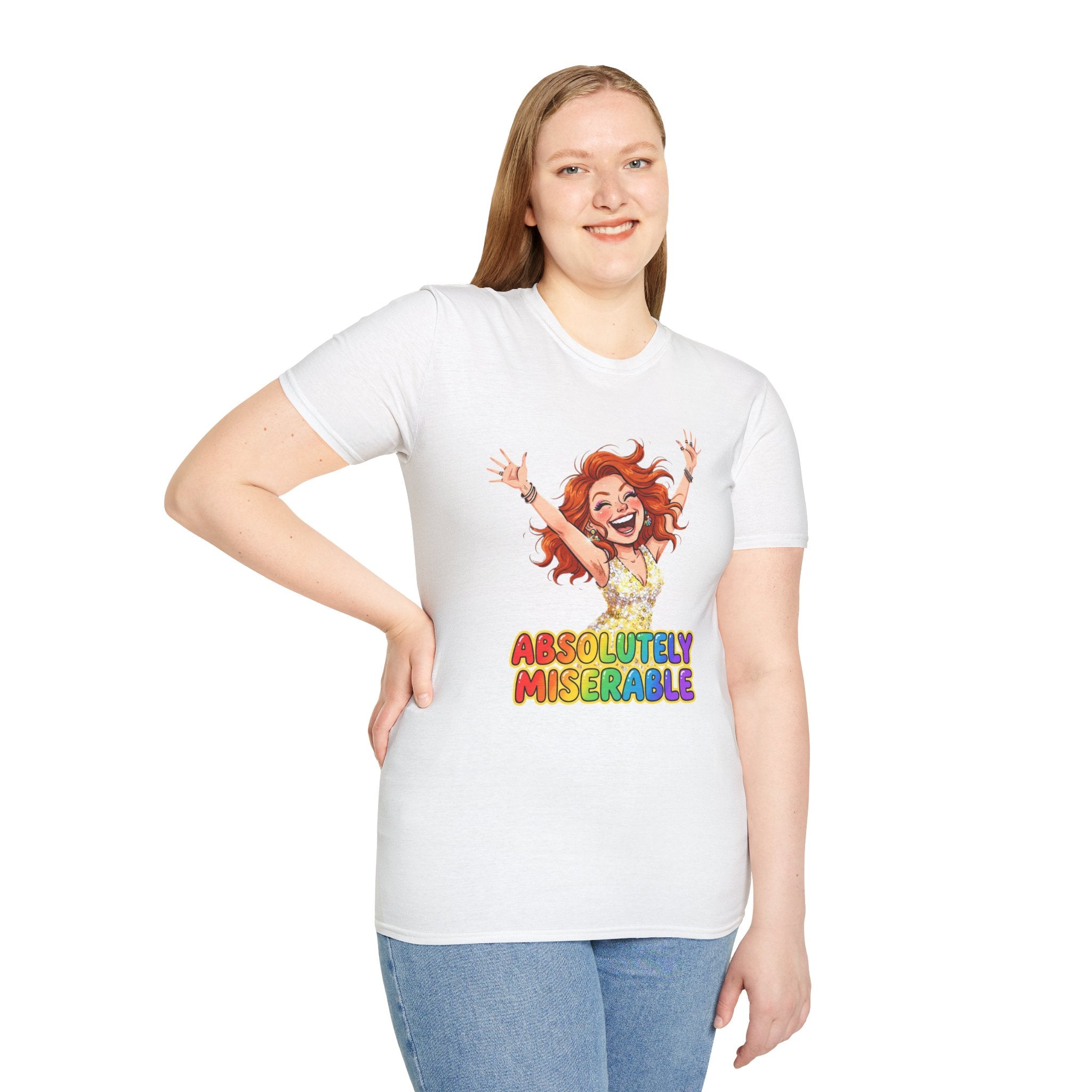 Absolutely Miserable Women's T-Shirt — Funny Redhead Cheer Cartoon Tee