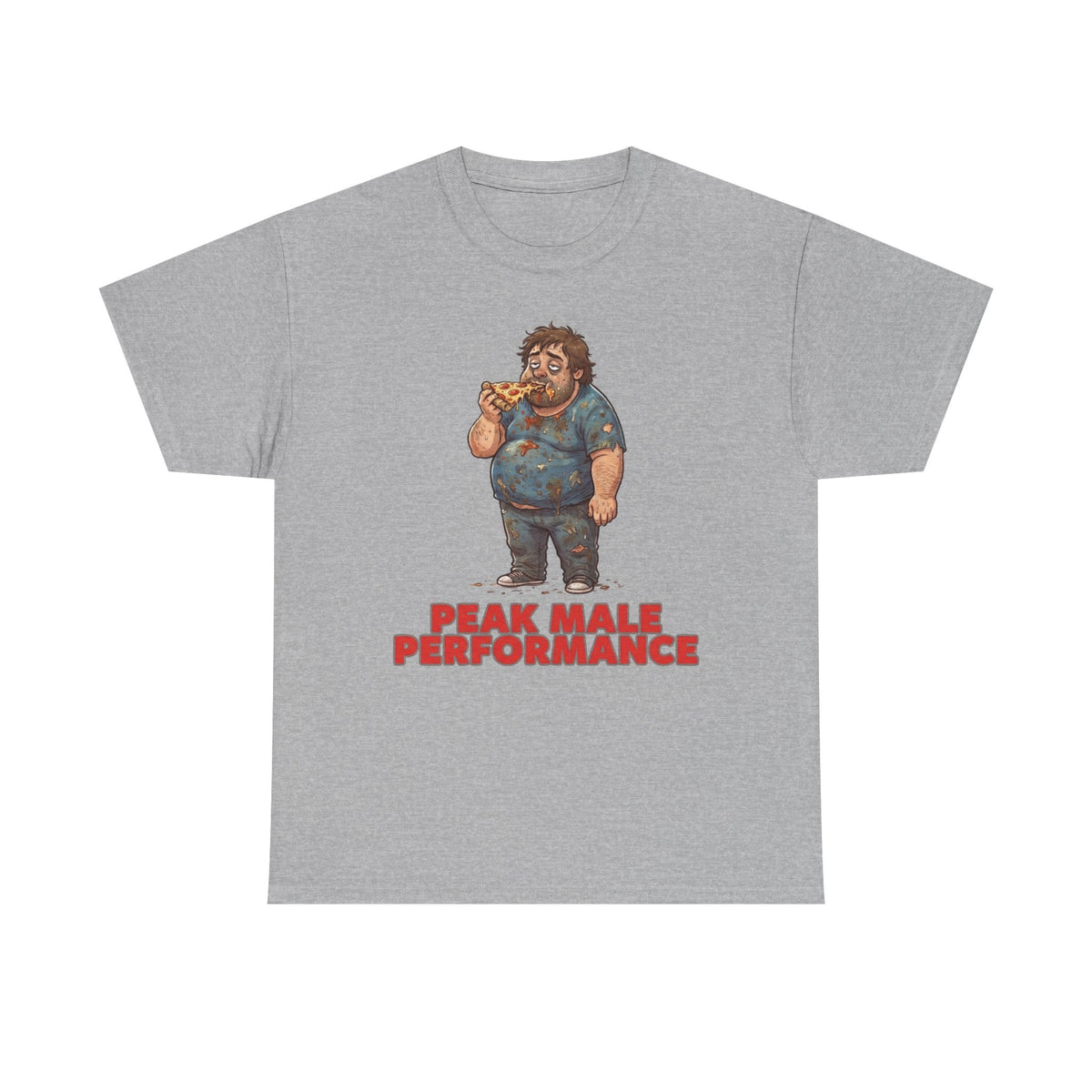 Peak Male Performance T-Shirt — Funny Pizza Guy Graphic Tee