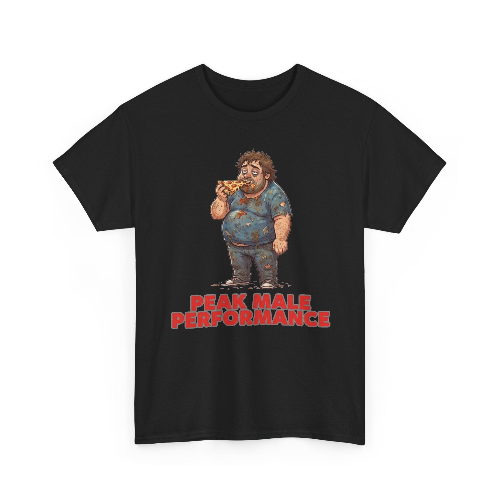Peak Male Performance T-Shirt — Funny Pizza Guy Graphic Tee