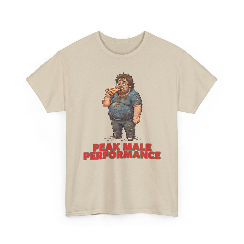 Peak Male Performance T-Shirt — Funny Pizza Guy Graphic Tee