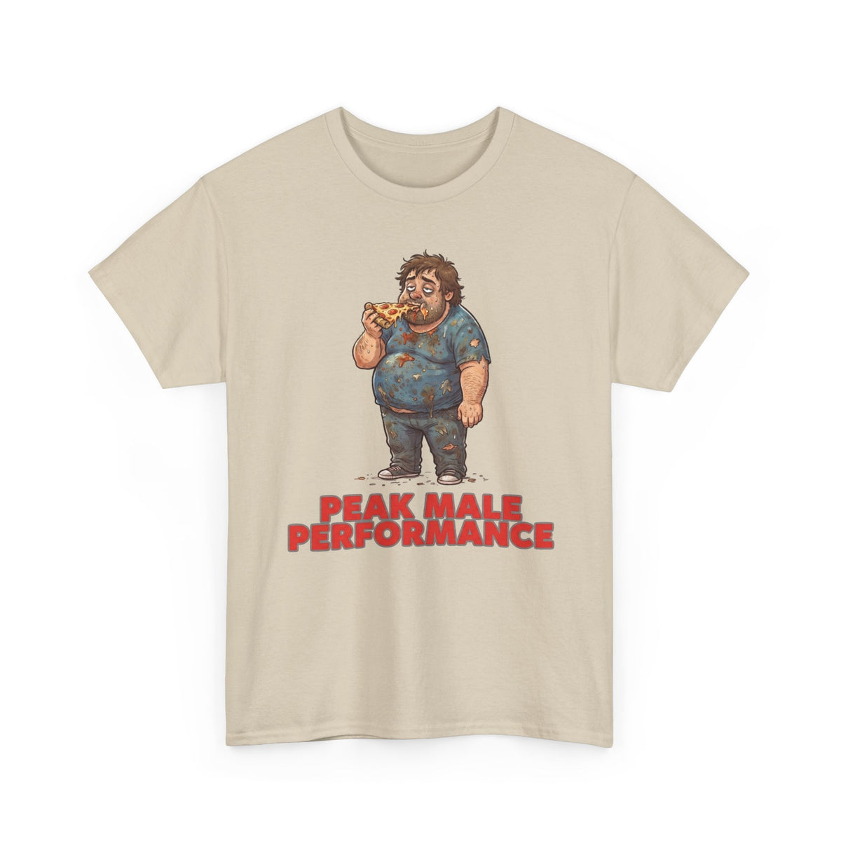 Peak Male Performance T-Shirt — Funny Pizza Guy Graphic Tee