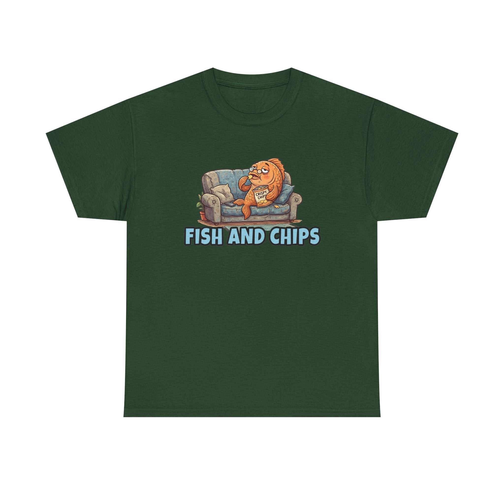 Fish and Chips Shirt — Funny Couch Potato Fish Graphic Tee