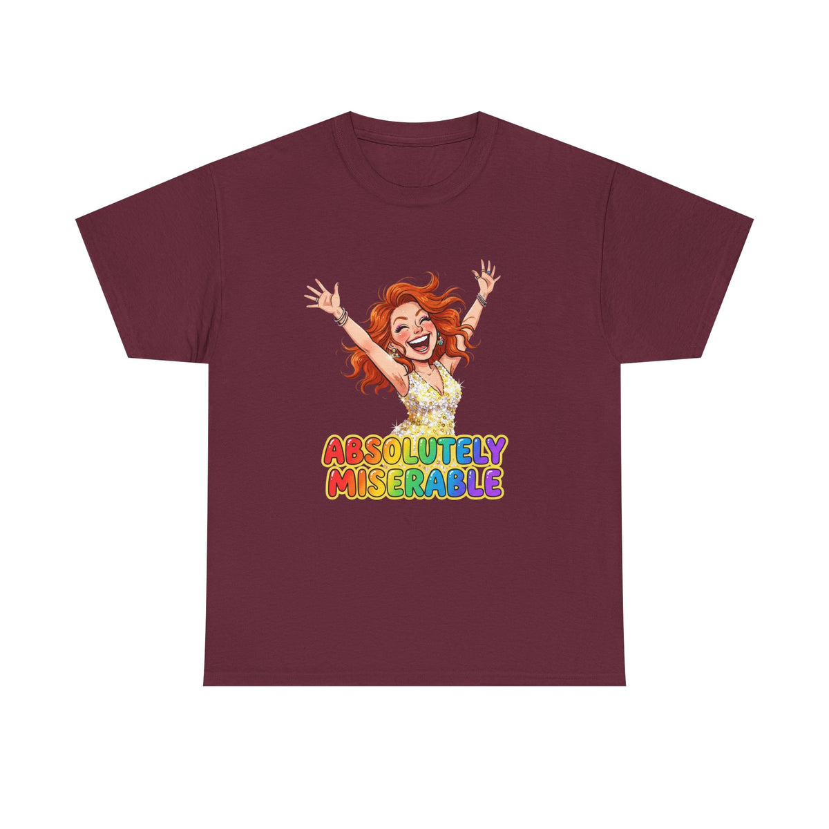 Absolutely Miserable Women's T-Shirt — Funny Redhead Cheer Cartoon Tee