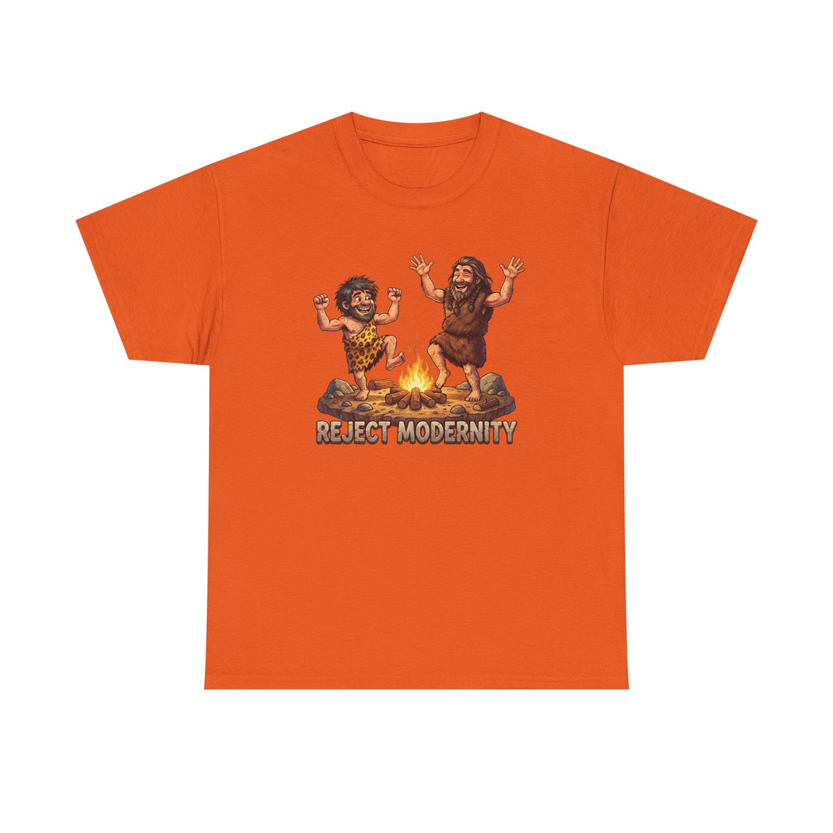 Caveman Dance T-Shirt — "Reject Modernity" Retro Prehistoric Graphic Tee