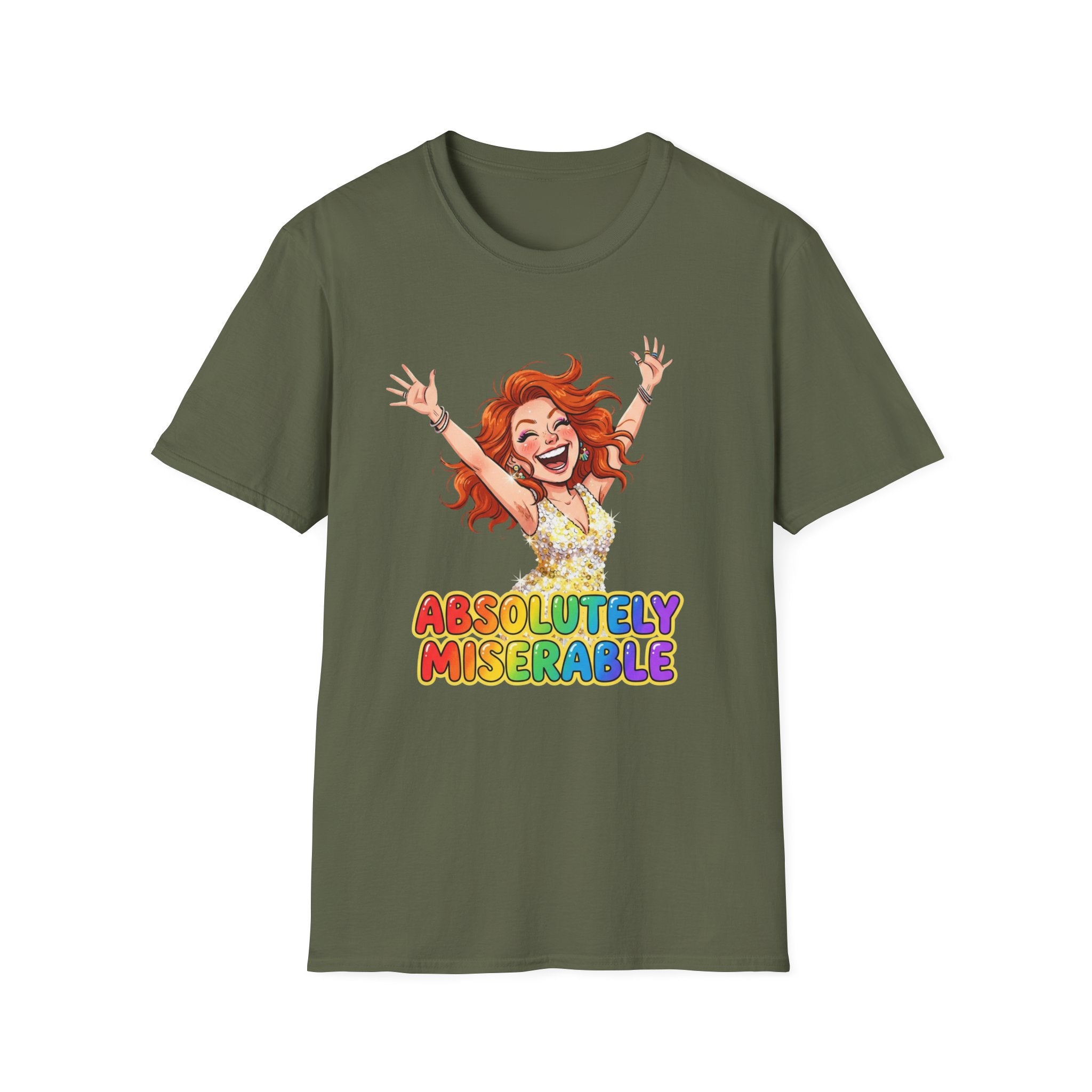 Absolutely Miserable Women's T-Shirt — Funny Redhead Cheer Cartoon Tee