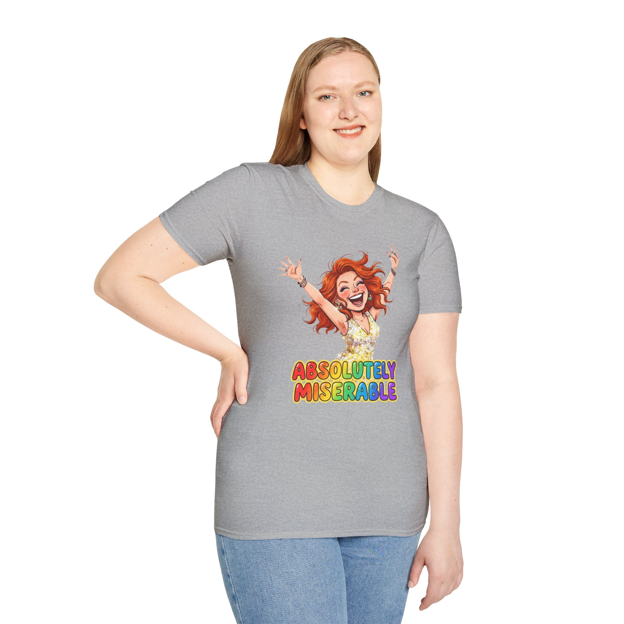 Absolutely Miserable Women's T-Shirt — Funny Redhead Cheer Cartoon Tee