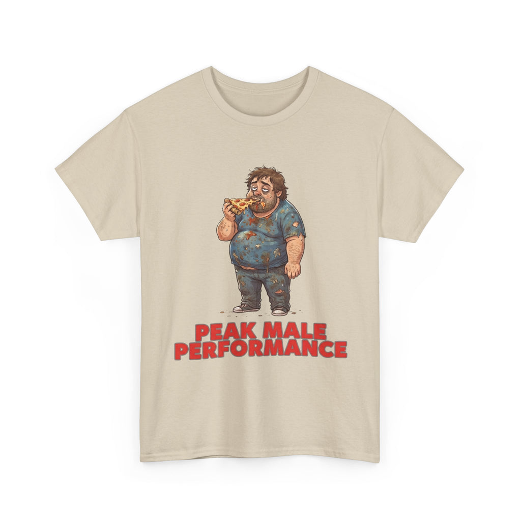 Peak Male Performance T-Shirt — Funny Pizza Guy Graphic Tee
