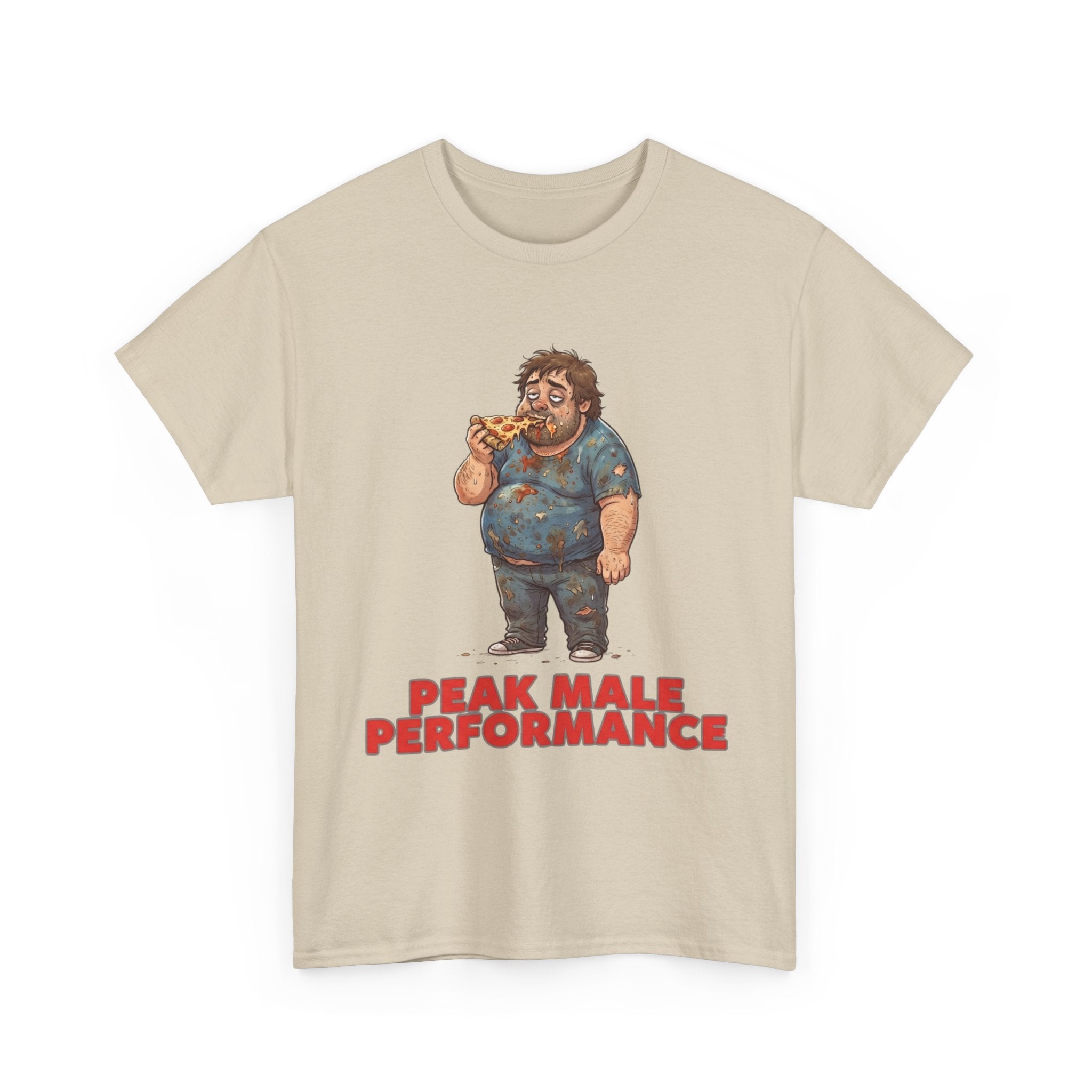Peak Male Performance T-Shirt — Funny Pizza Guy Graphic Tee