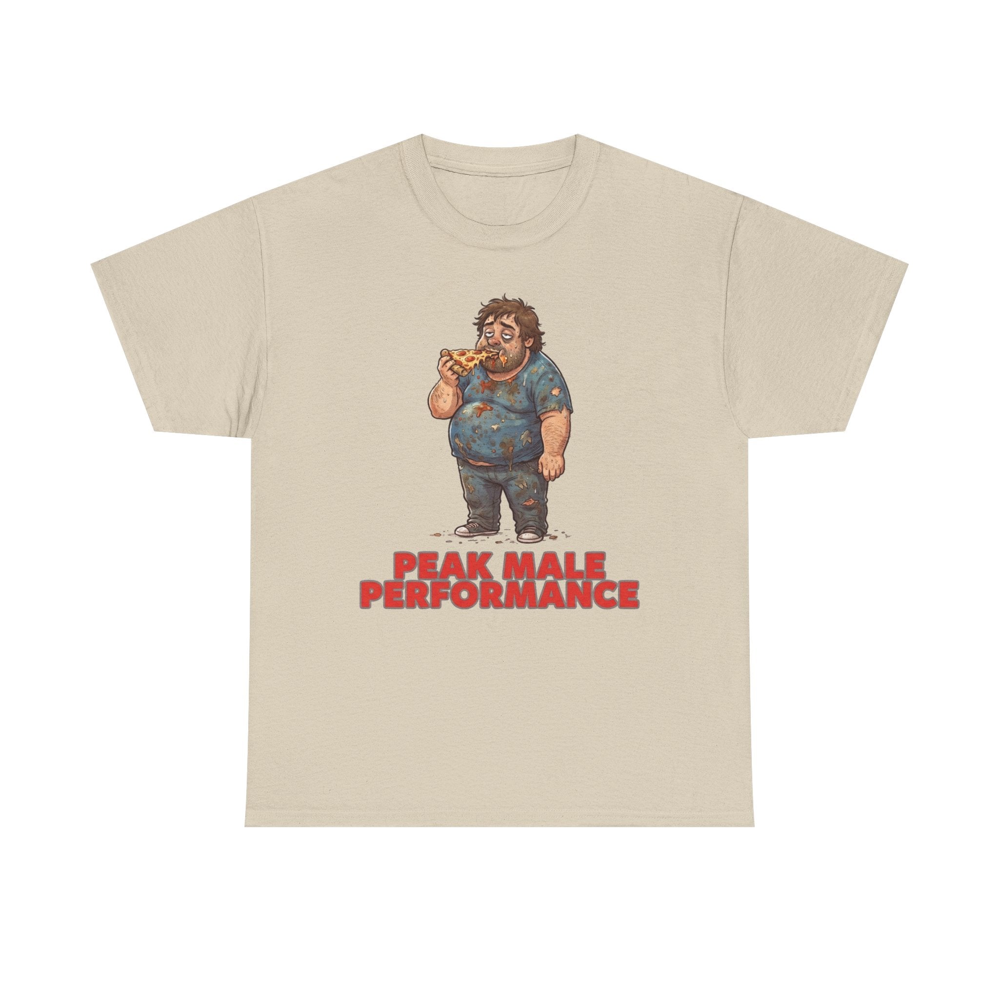 Peak Male Performance T-Shirt — Funny Pizza Guy Graphic Tee