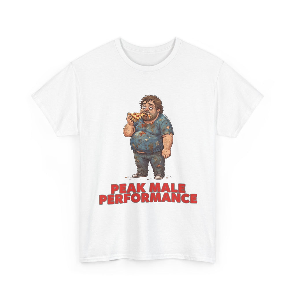 Peak Male Performance T-Shirt — Funny Pizza Guy Graphic Tee