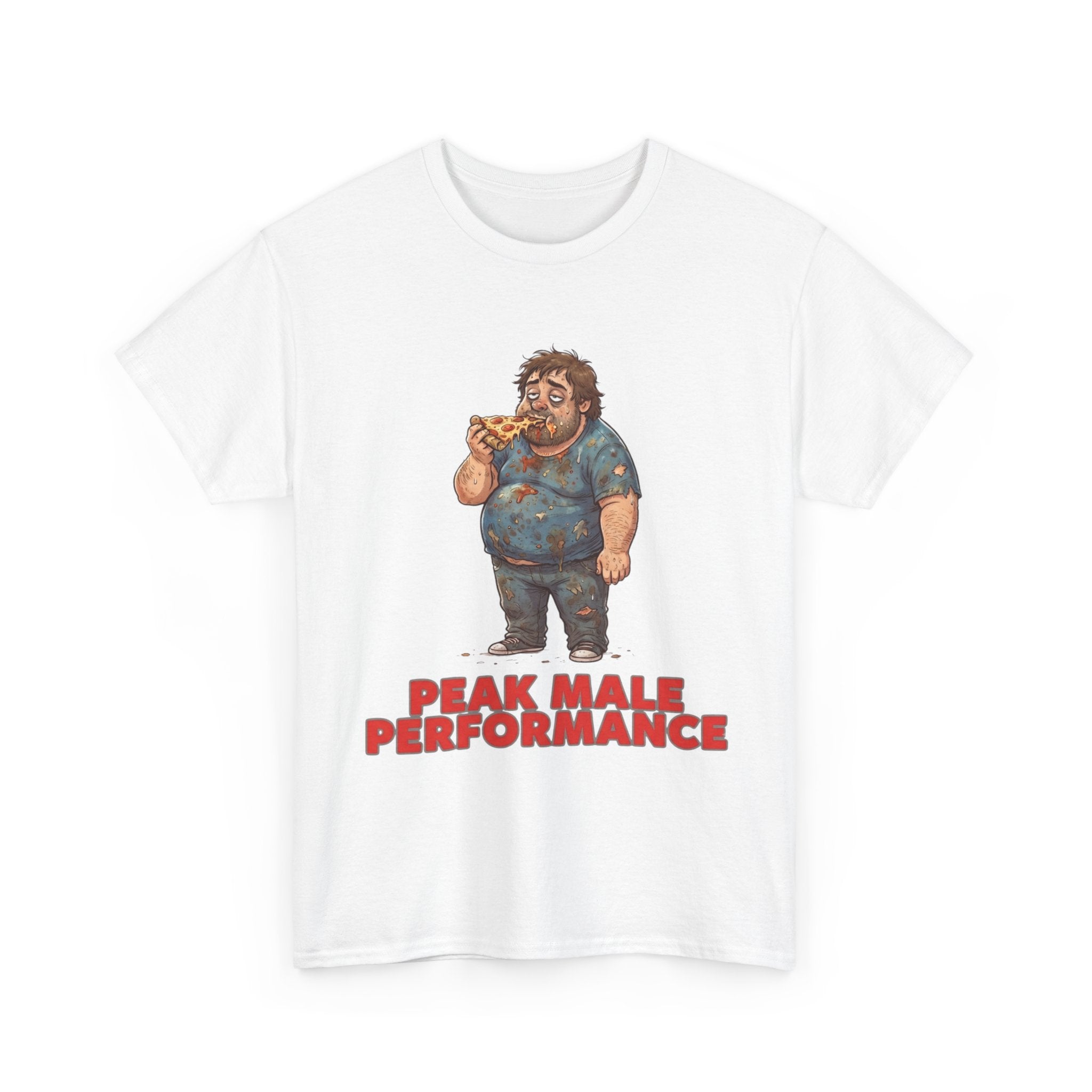 Peak Male Performance T-Shirt — Funny Pizza Guy Graphic Tee