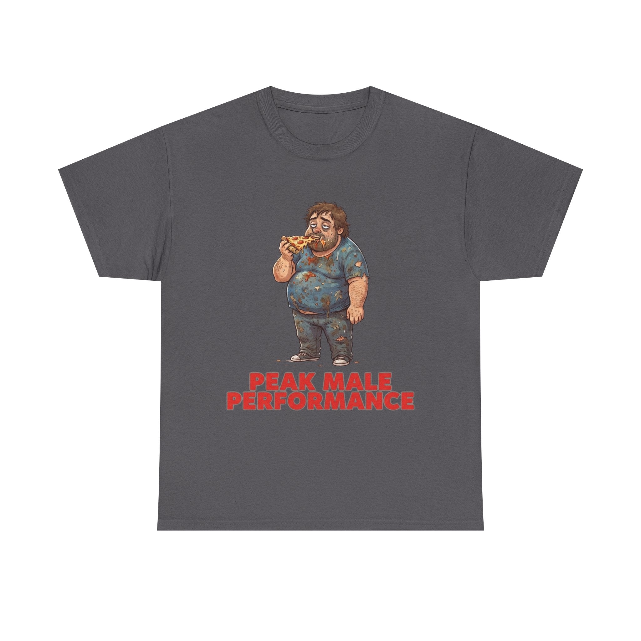Peak Male Performance T-Shirt — Funny Pizza Guy Graphic Tee