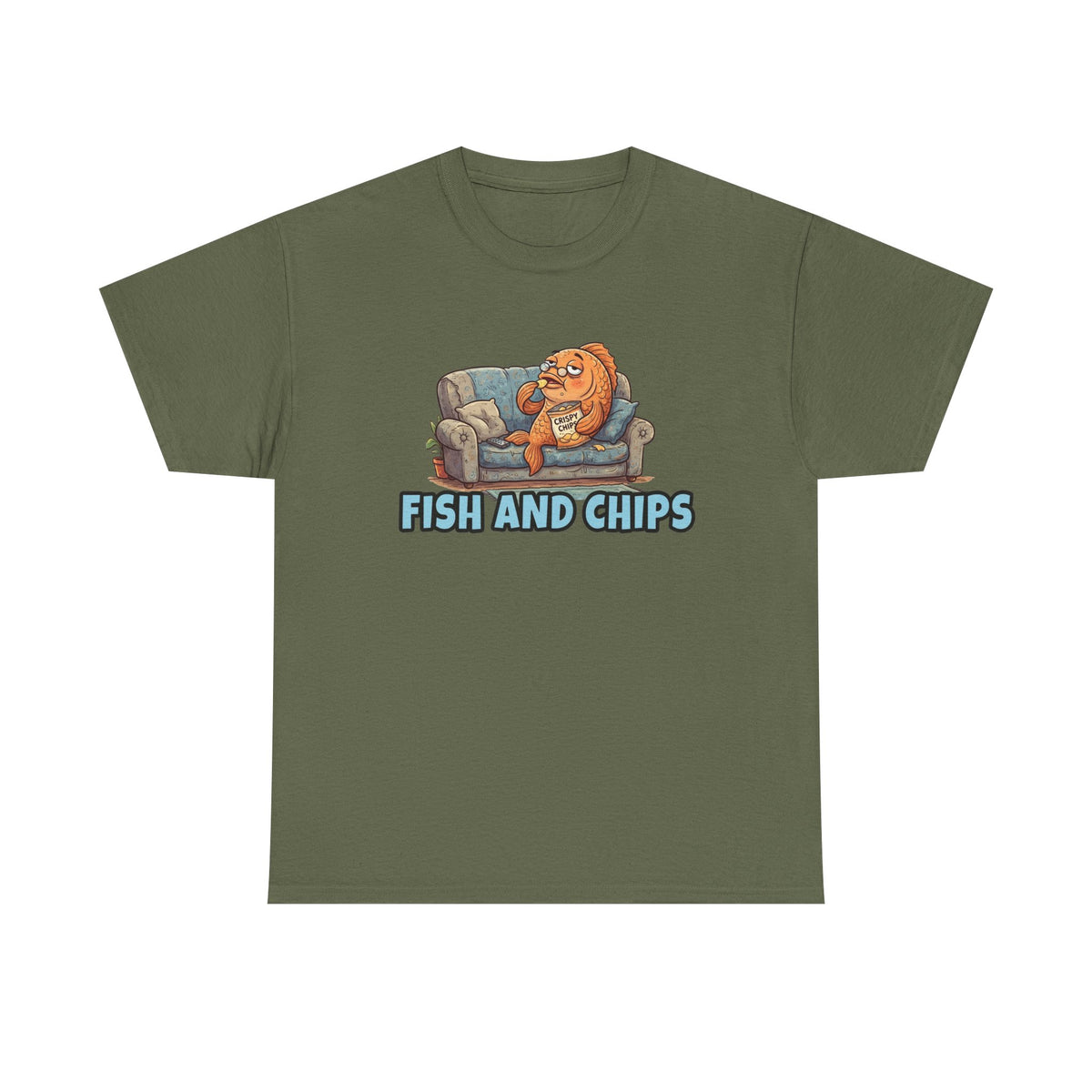 Fish and Chips Shirt — Funny Couch Potato Fish Graphic Tee