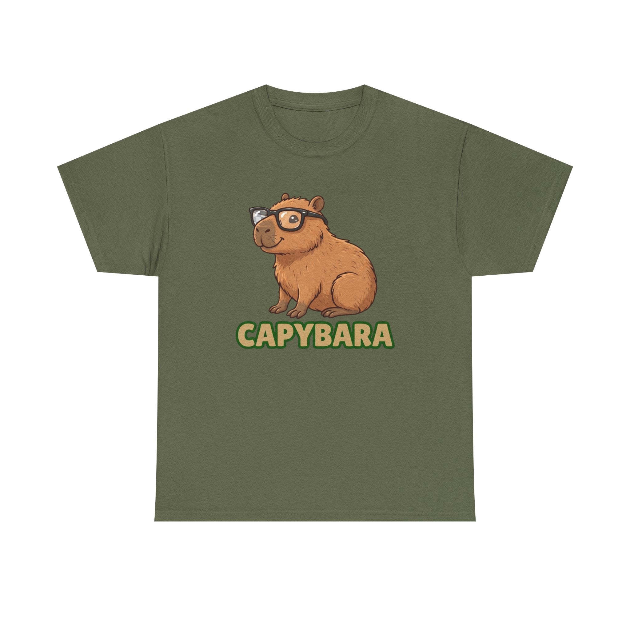 Capybara Graphic Tee - Cute Capybara with Glasses Shirt