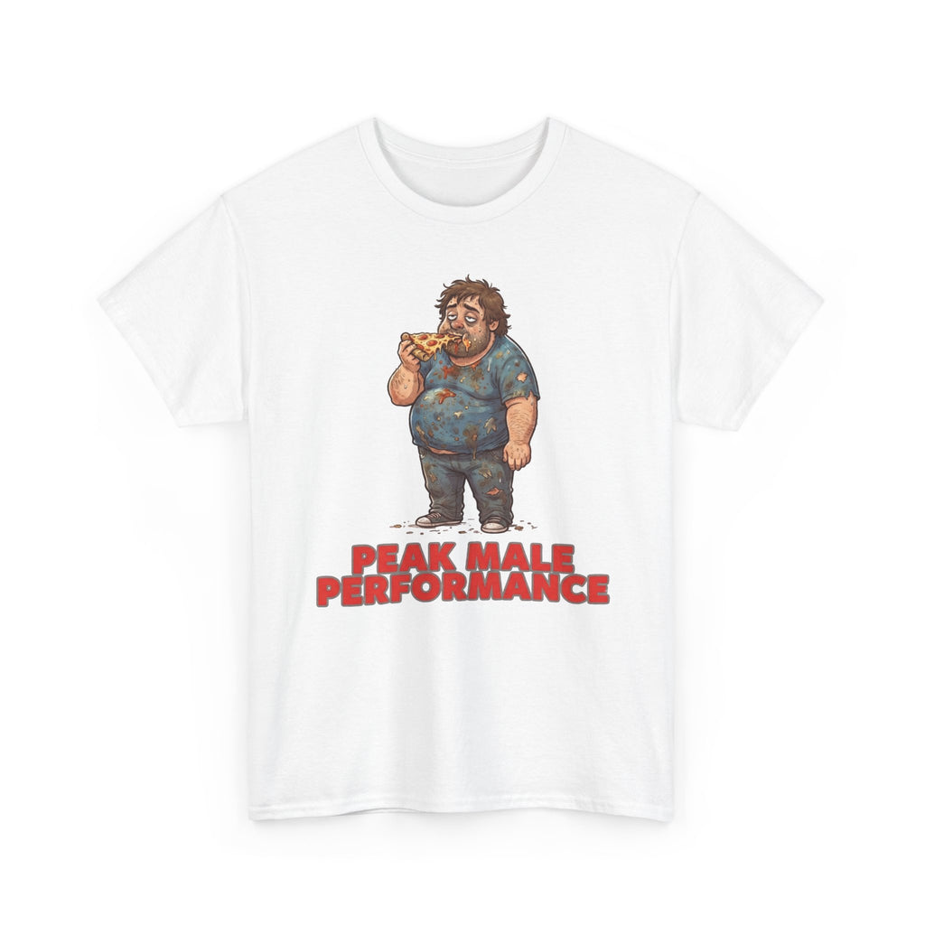 Peak Male Performance T-Shirt — Funny Pizza Guy Graphic Tee