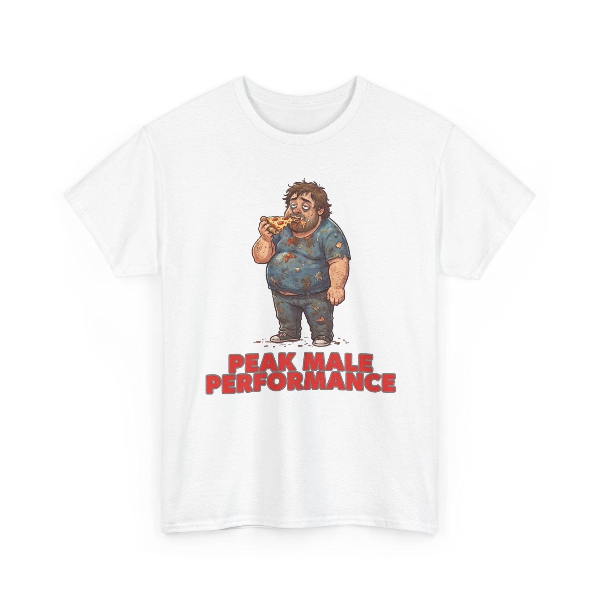 Peak Male Performance T-Shirt — Funny Pizza Guy Graphic Tee