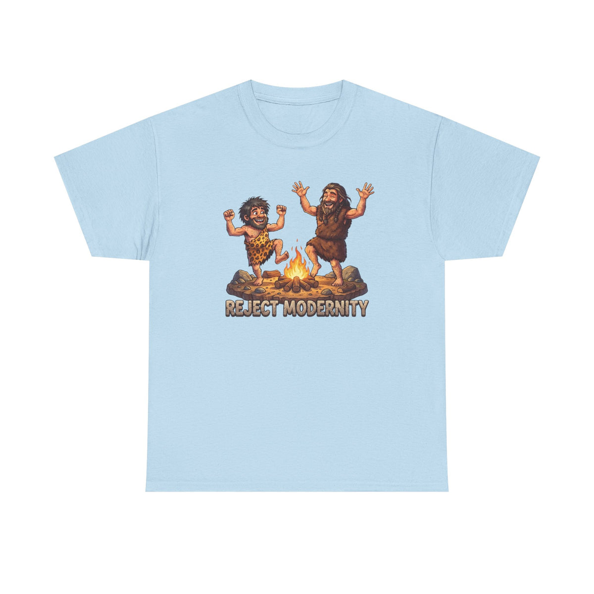 Caveman Dance T-Shirt — "Reject Modernity" Retro Prehistoric Graphic Tee