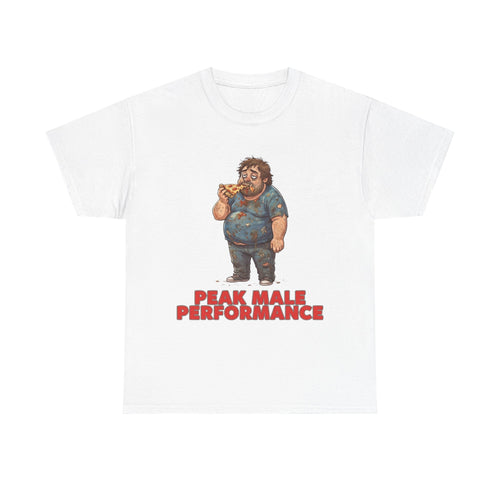 Peak Male Performance T-Shirt — Funny Pizza Guy Graphic Tee