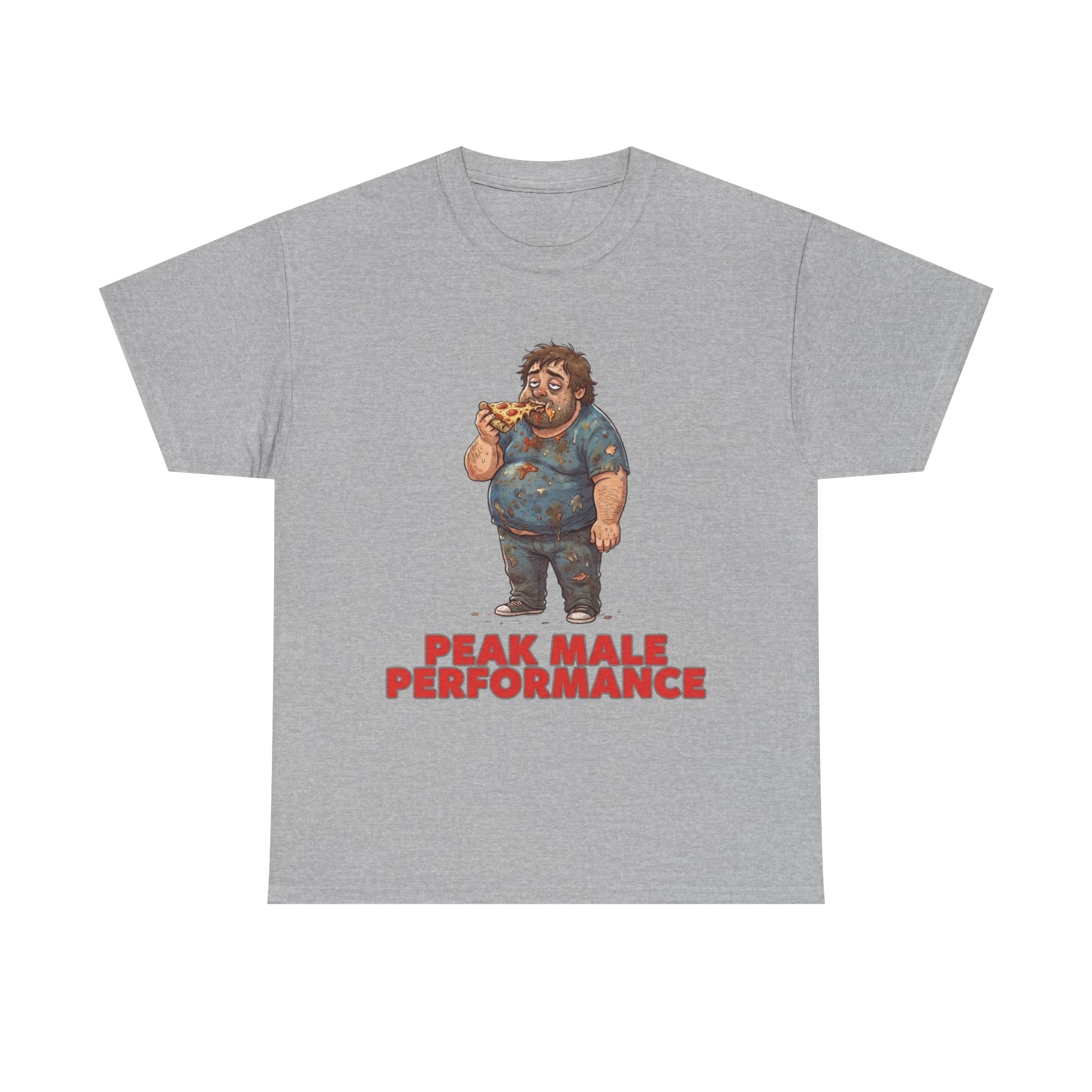 Peak Male Performance T-Shirt — Funny Pizza Guy Graphic Tee