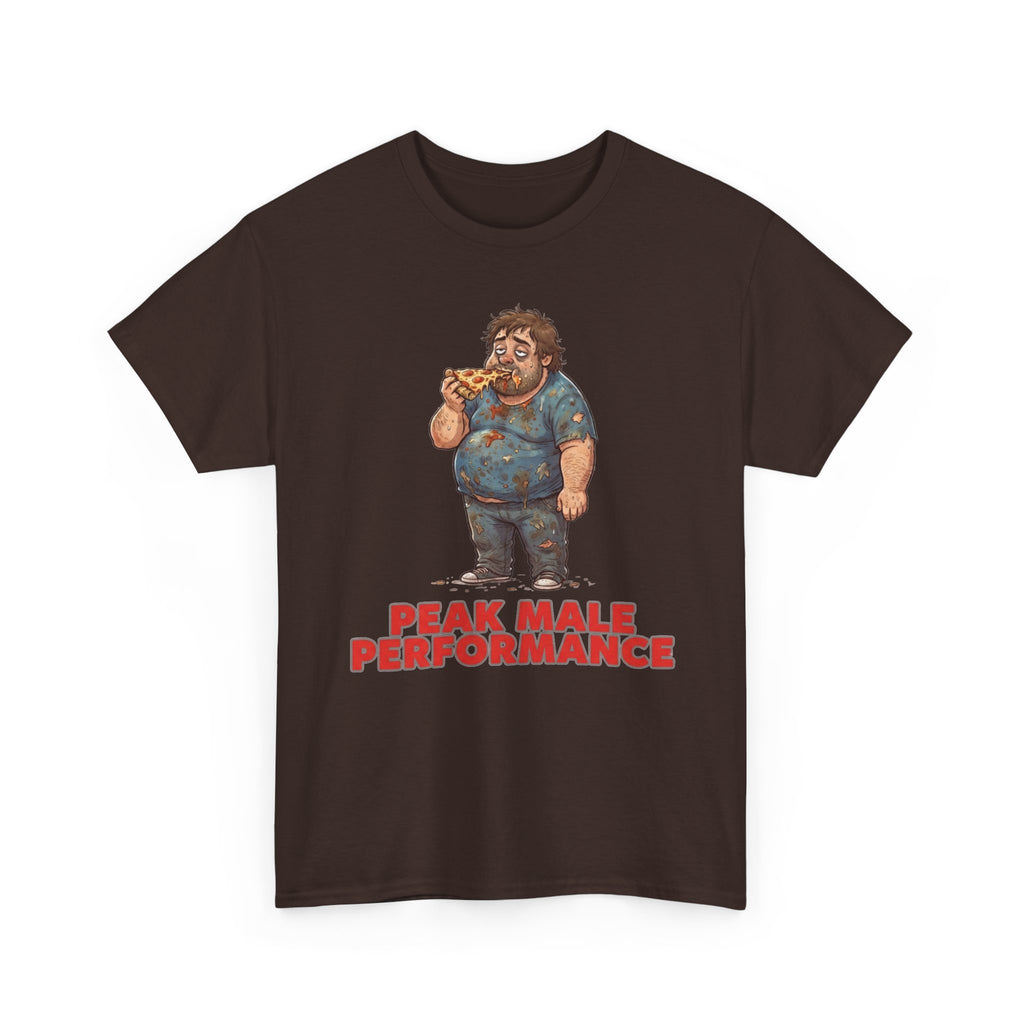 Peak Male Performance T-Shirt — Funny Pizza Guy Graphic Tee