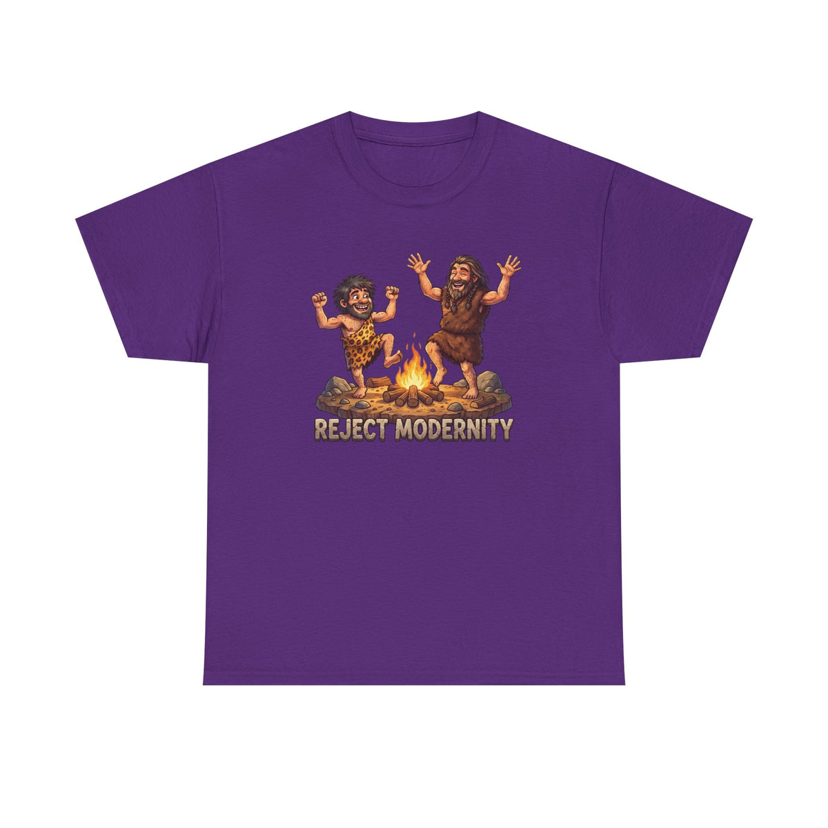 Caveman Dance T-Shirt — "Reject Modernity" Retro Prehistoric Graphic Tee