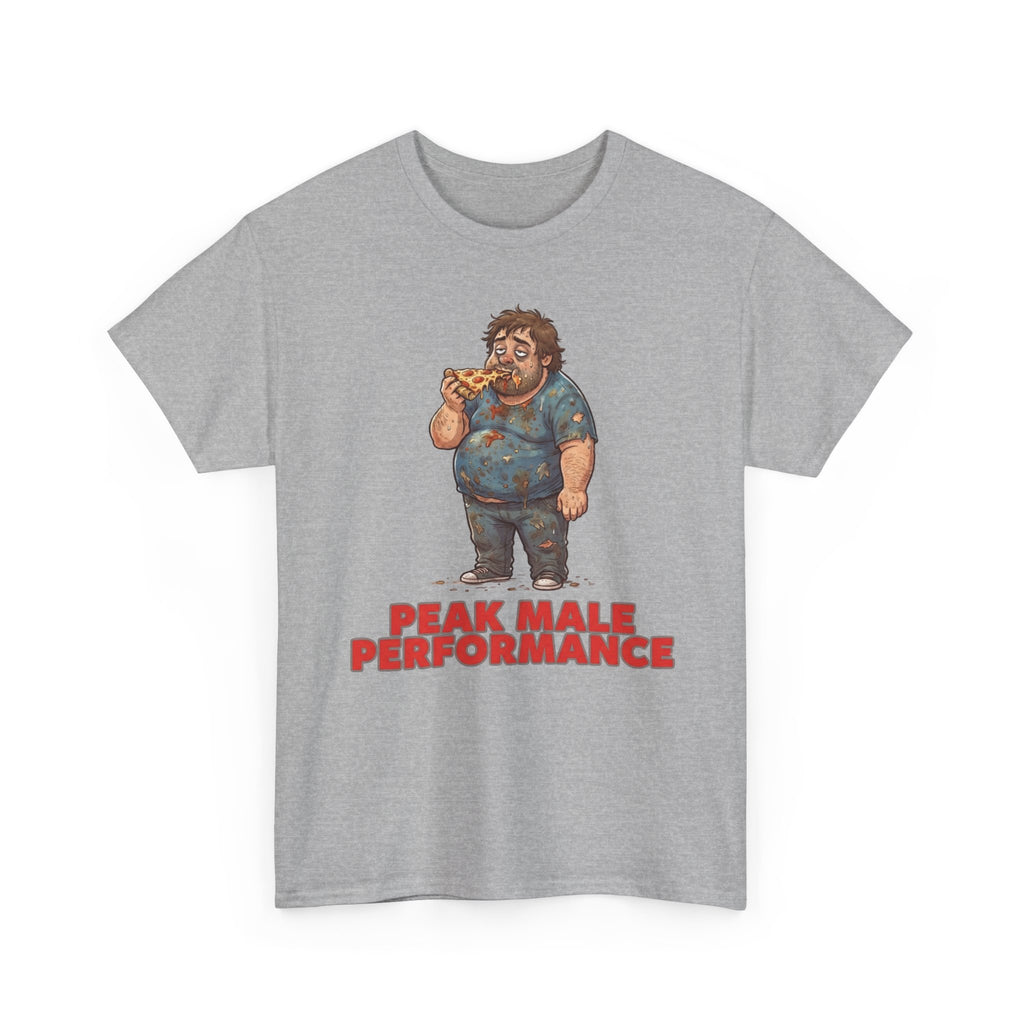 Peak Male Performance T-Shirt — Funny Pizza Guy Graphic Tee
