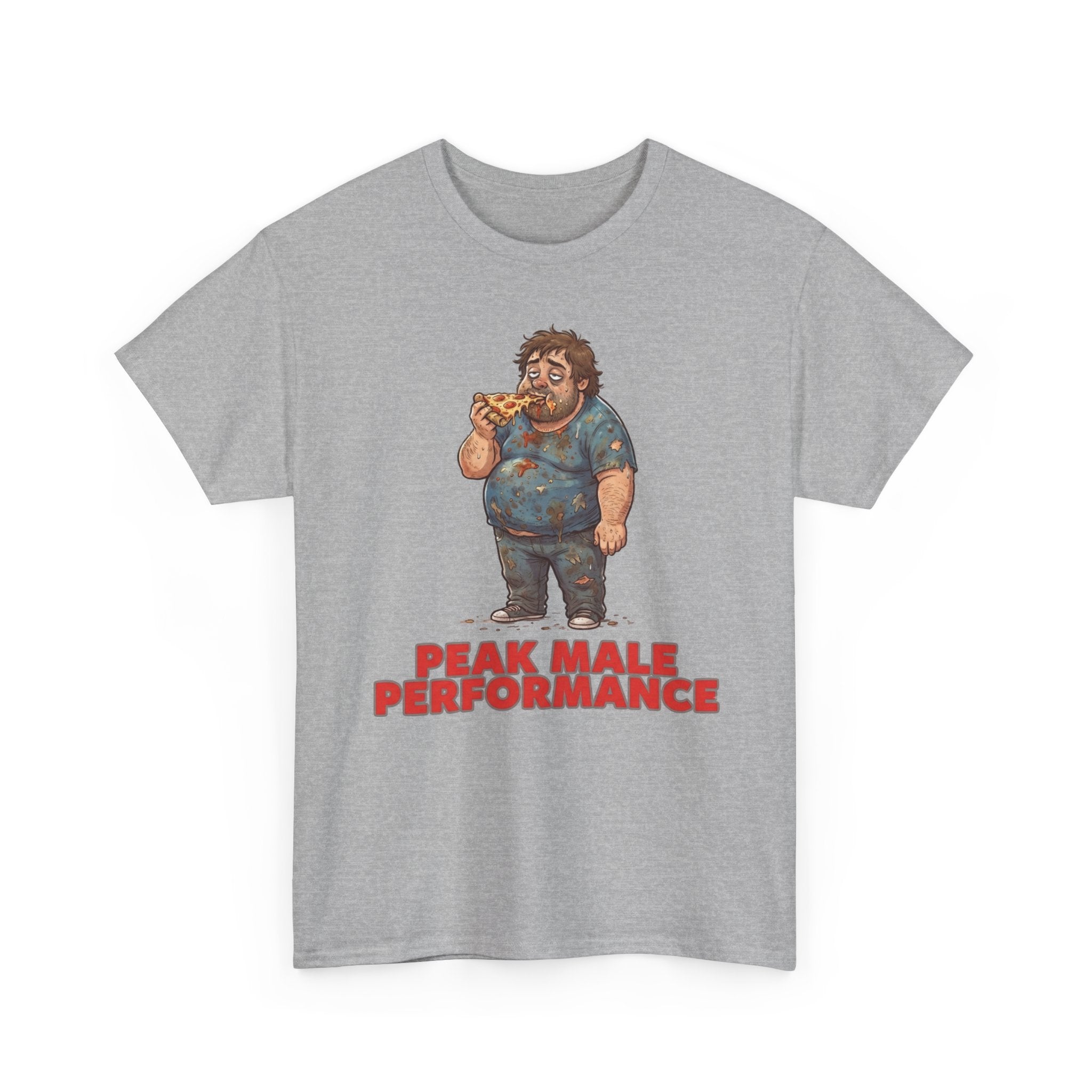 Peak Male Performance T-Shirt — Funny Pizza Guy Graphic Tee