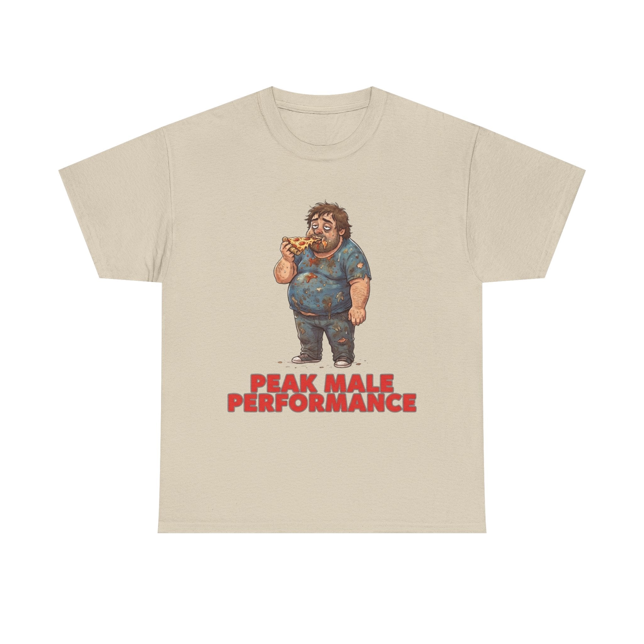 Peak Male Performance T-Shirt — Funny Pizza Guy Graphic Tee